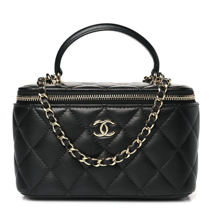 Chanel Lambskin Quilted Small Top Handle Vanity Case With Chain Black 1 of 10