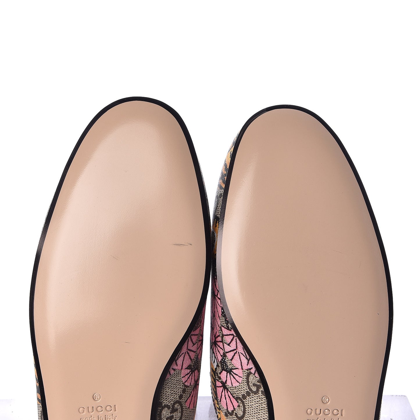 GG Supreme Monogram Bengal Womens Princetown Slippers 39.5 Beige Crop Pink