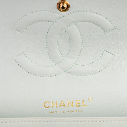 Chanel Tweed Quilted Medium Double Flap Light Turquoise 6 of 11