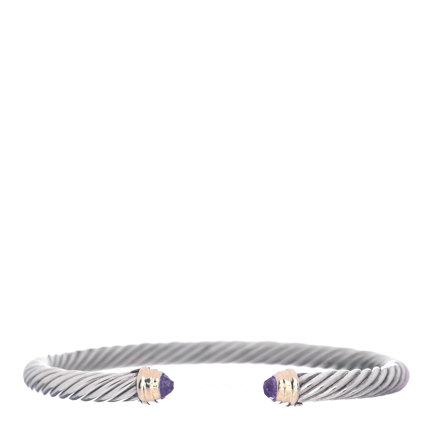 David Yurman Sterling Silver 14K Yellow Gold Amethyst 5mm Cable Classics Petite Color Bracelet 1 of 4