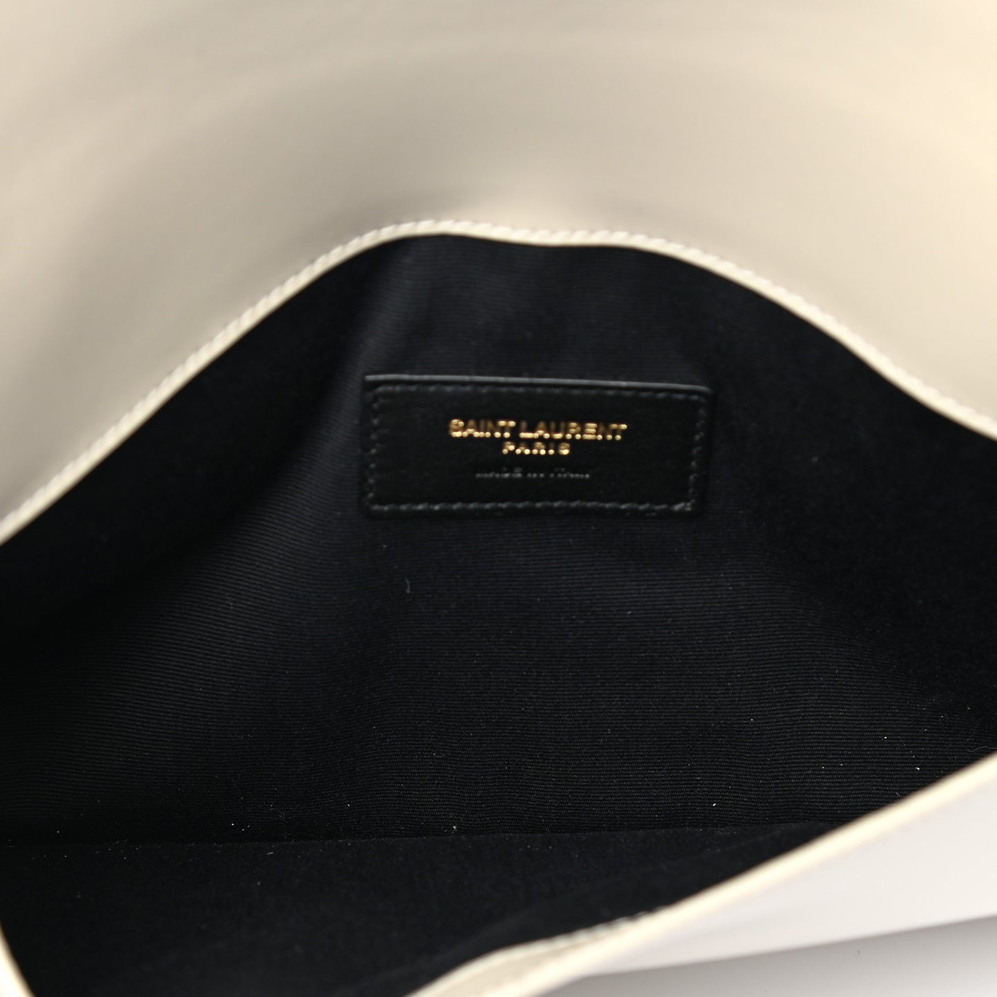 Smooth Shiny Calfskin Uptown Pouch Crema Soft