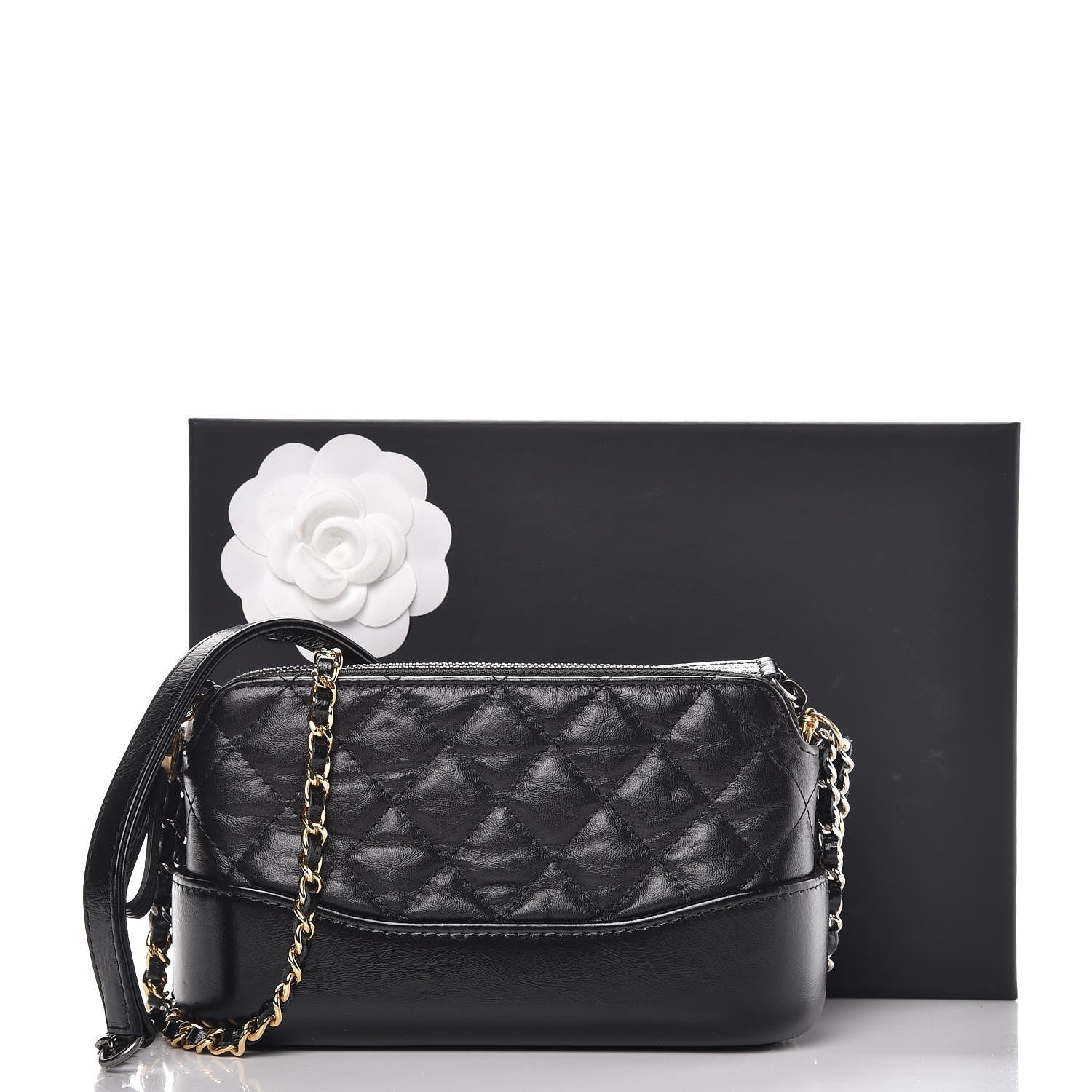 Chanel Aged Calfskin Quilted Small Gabrielle Clutch With Chain Black 12 of 12