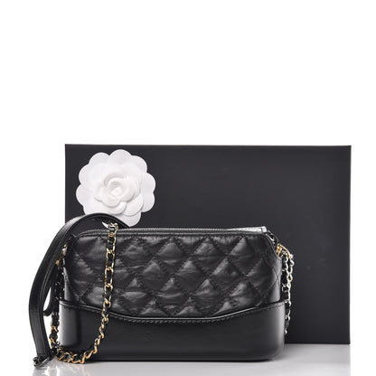 Chanel Aged Calfskin Quilted Small Gabrielle Clutch With Chain Black 12 of 12