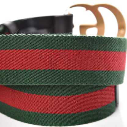 Gucci Nylon Calfskin Double G Web 40mm Belt 85 34 Green Red Black 7 of 7
