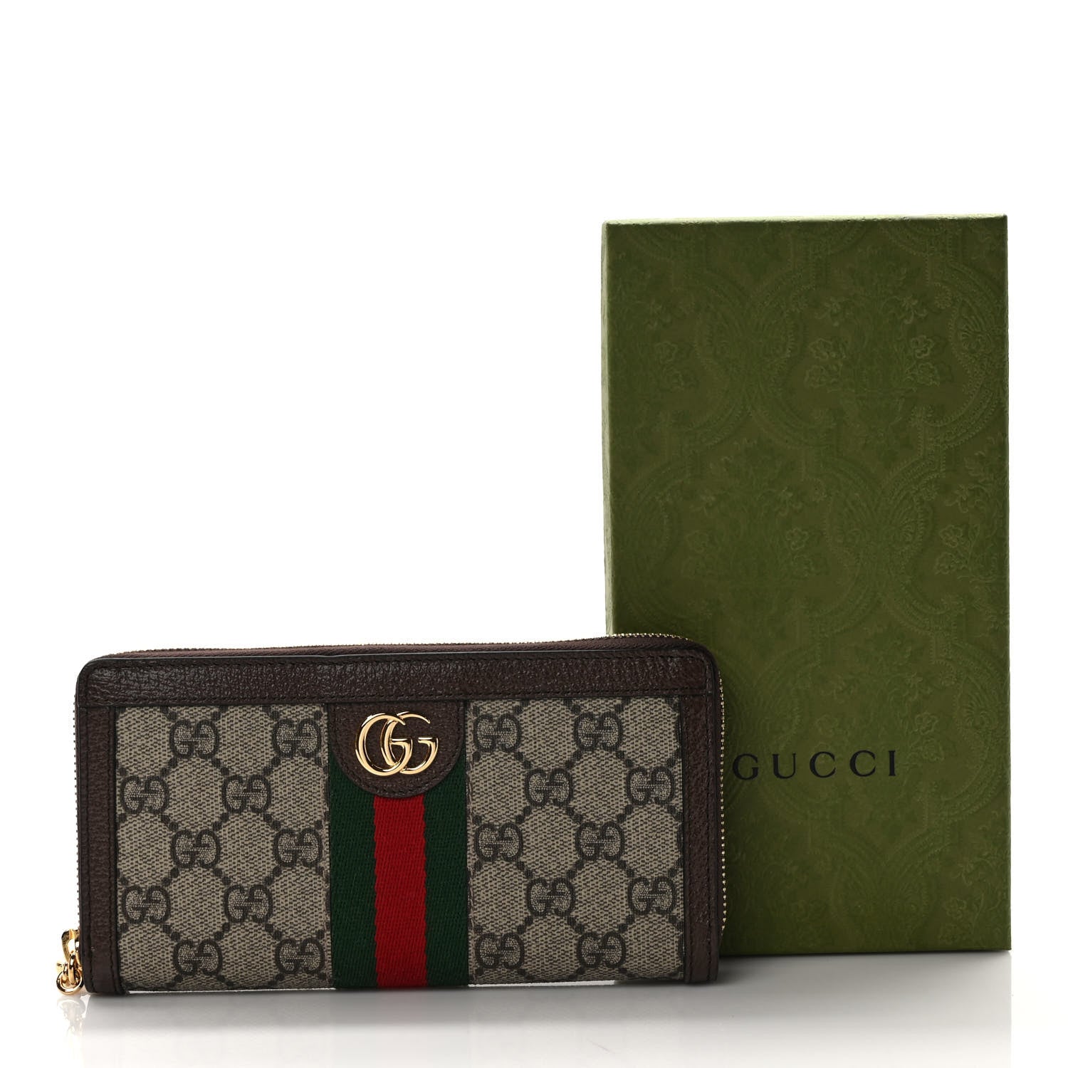 Gucci GG Supreme Monogram Web Ophidia Zip Around Wallet Brown 7 of 7