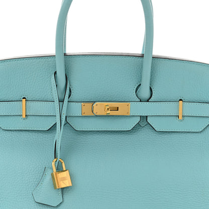 Hermes Taurillon Clemence BIRKIN 35  Bleu Atoll 8 of 14