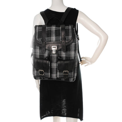 Proenza Schouler Woven Fabric Plaid Jacquard PS1 Backpack Black White 2 of 6
