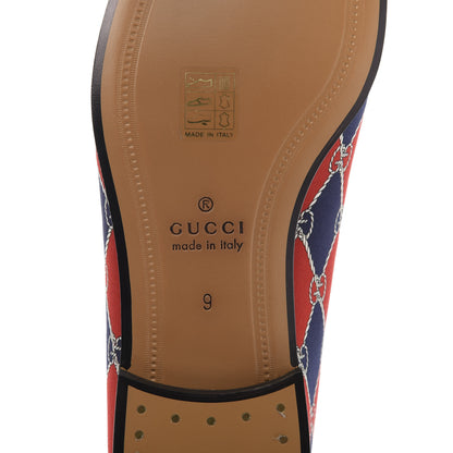Gucci Mini GG Rhombus Chain Horsebit Mens Jordaan Loafers 9 Royal Bleuett Red 7 of 9