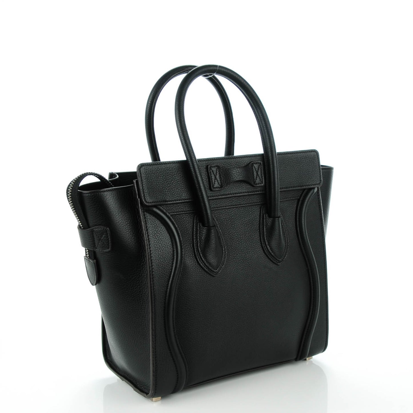 Drummed Calfskin Micro Luggage Black