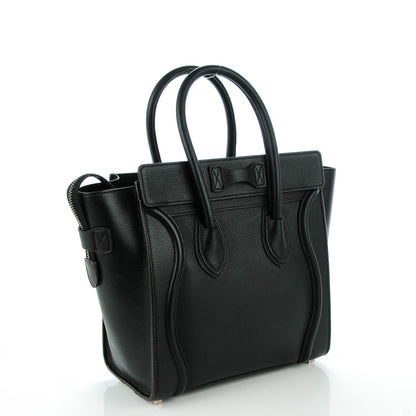 Celine Drummed Calfskin Micro Luggage Black 3 of 8