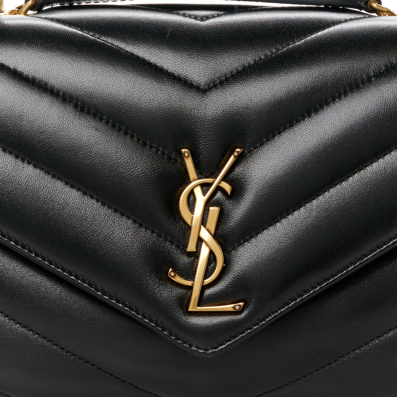 Saint Laurent Lambskin Chevron Quilted Medium Loulou Black 12 of 14