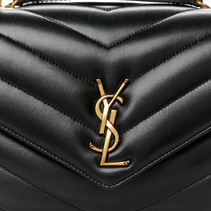 Saint Laurent Lambskin Chevron Quilted Medium Loulou Black 12 of 14