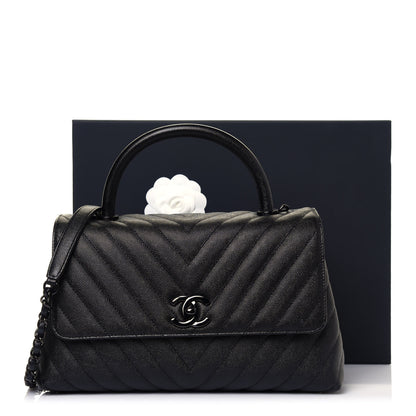 Chanel Caviar Chevron Quilted Small Coco Handle Flap So Black 13 of 13