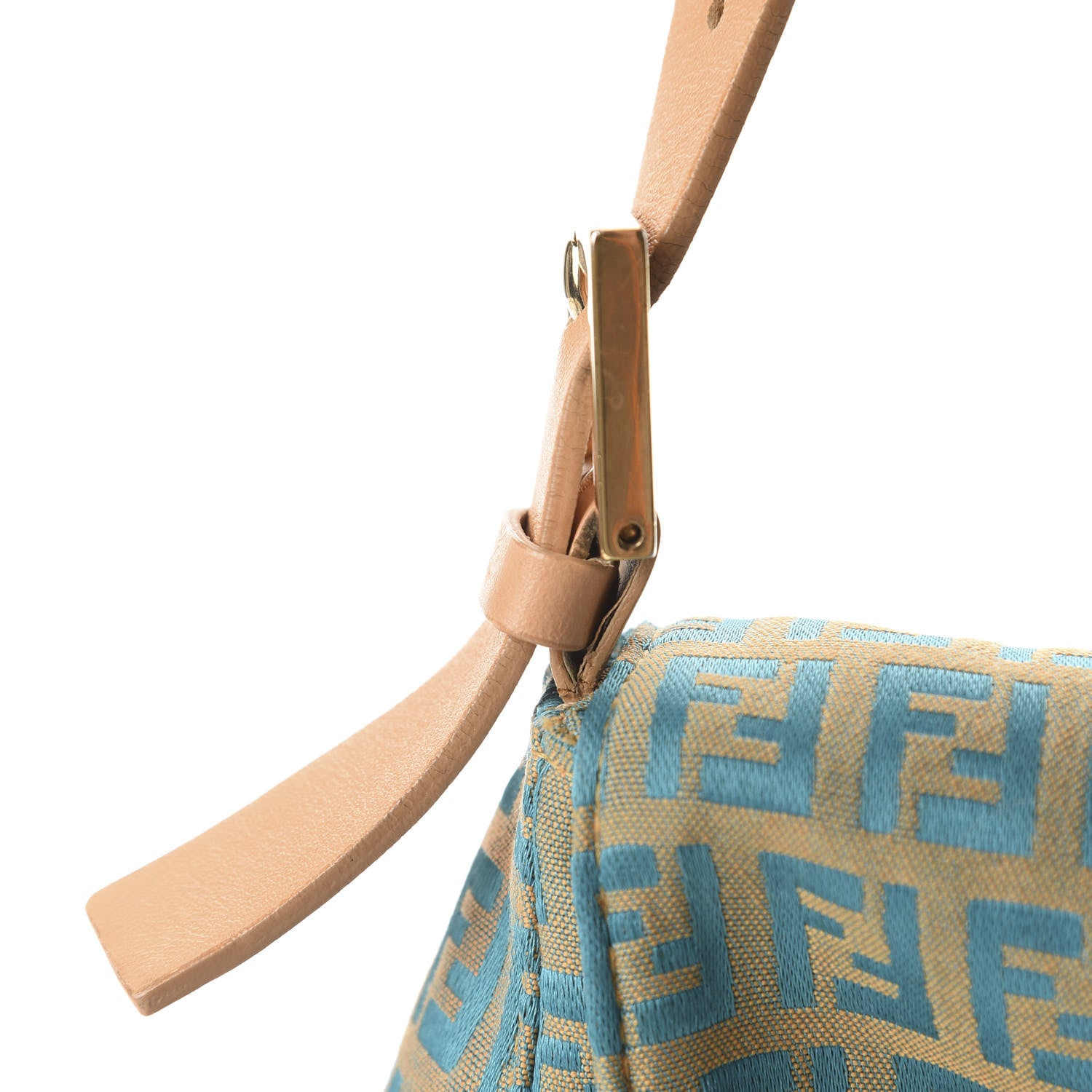 Fendi Zucchino Mama Baguette Turquoise Beige 11 of 18