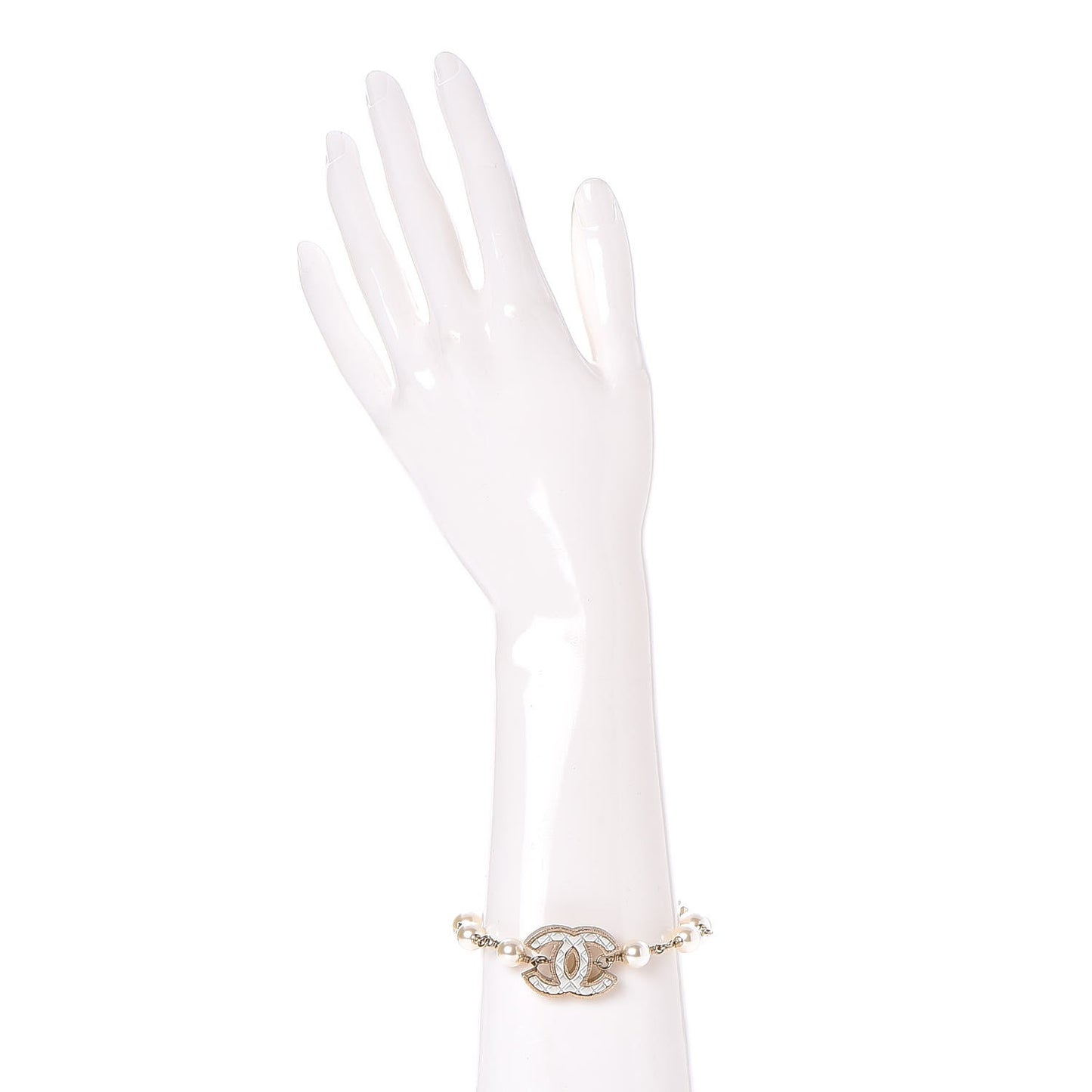 Pearl Metal Quilted CC Bracelet Gold