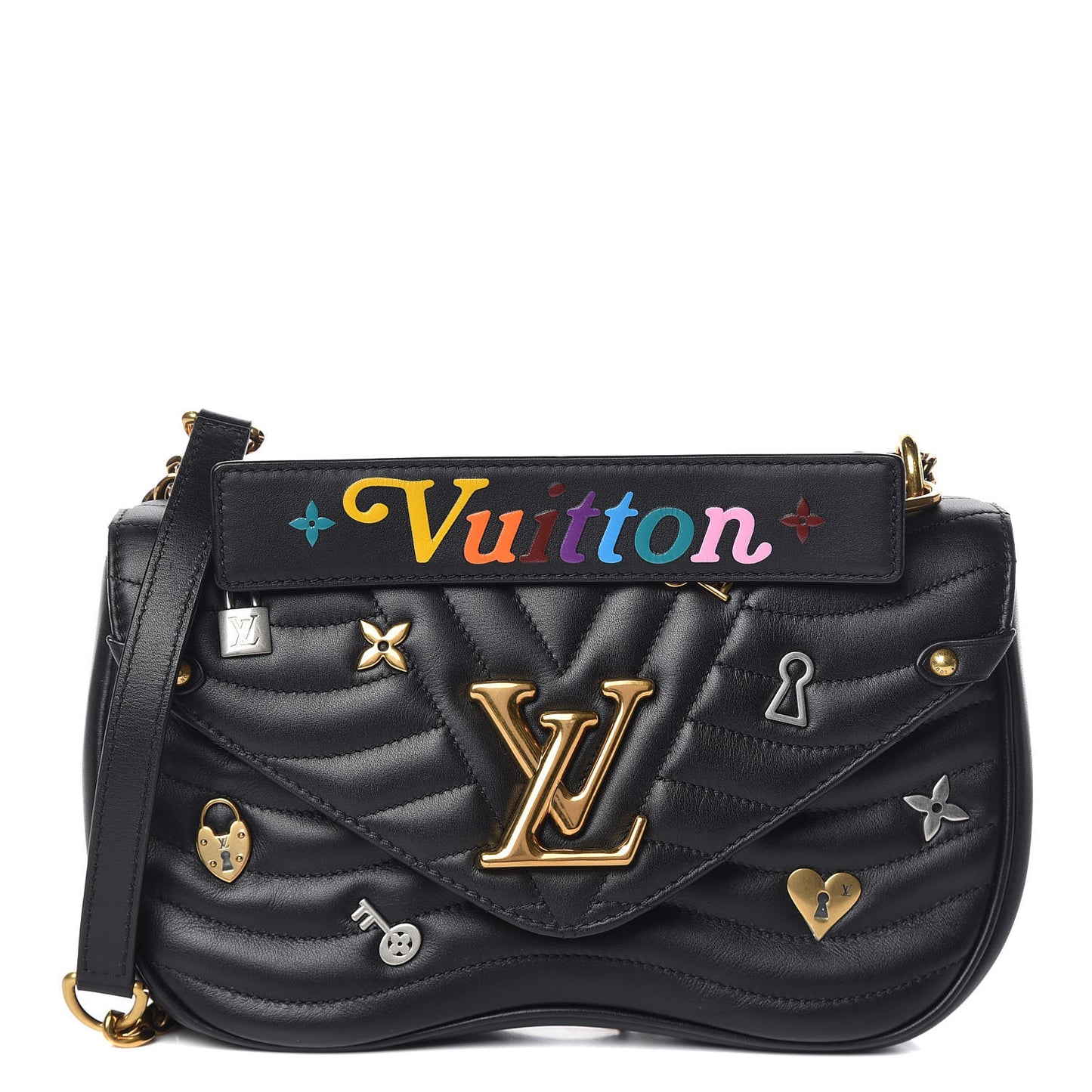 Calfskin Love Lock New Wave Chain MM Black