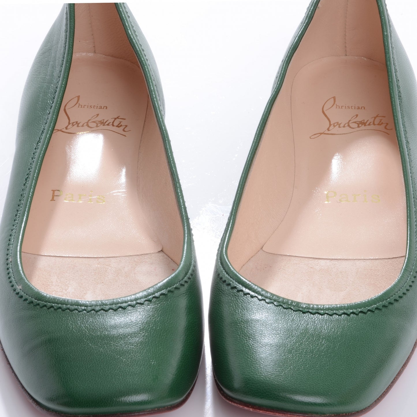 Leather Gozul Flats Green 37.5