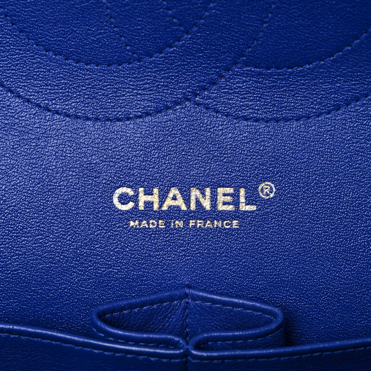 Lambskin Quilted Jumbo Double Flap Blue