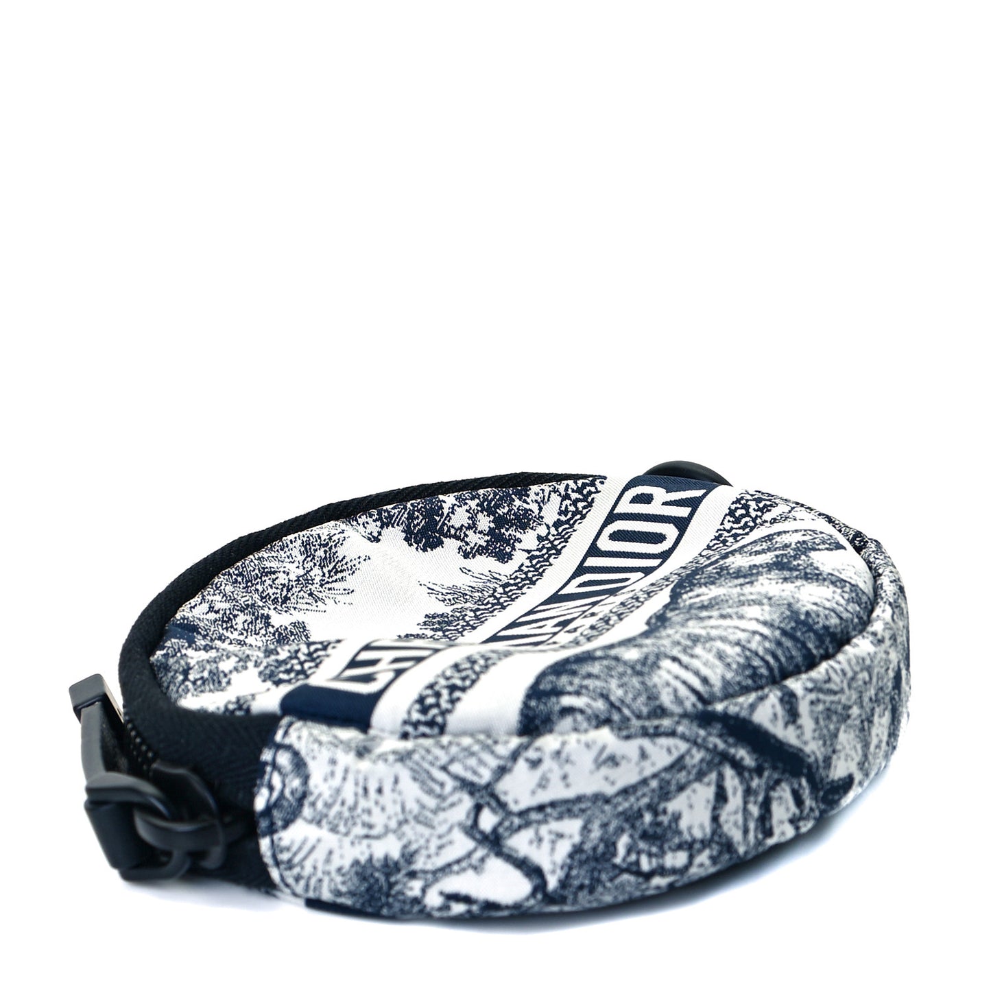 Technical Fabric Embroidered Toile De Jouy DiorTravel Round Coin Purse Blue