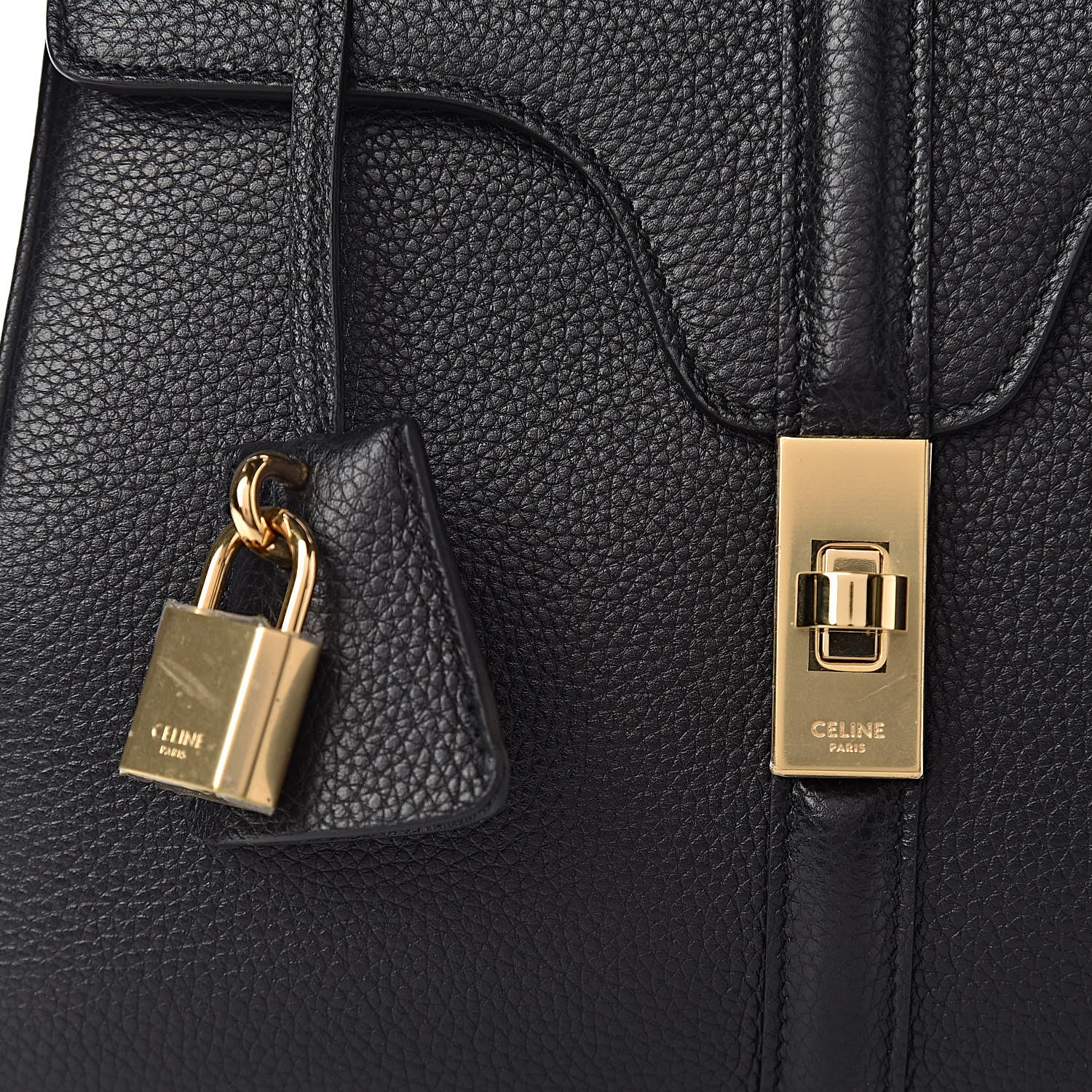Celine Grained Calfskin Small 16 Top Handle Bag Black 9 of 9