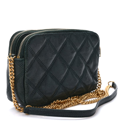Saint Laurent Grained Lambskin Quilted Mini Becky Double Zip Bag Dark Green 2 of 11