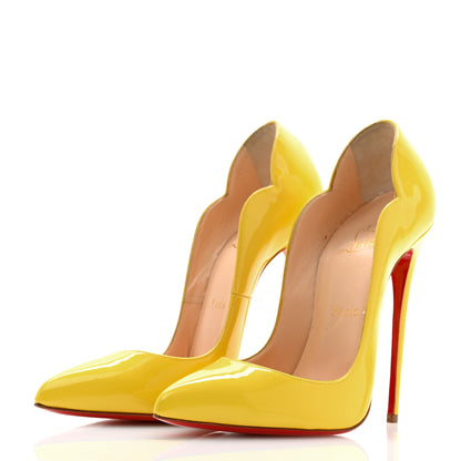 Christian Louboutin Patent Hot Chick 130 Pumps 38.5 Citrus 3 of 8