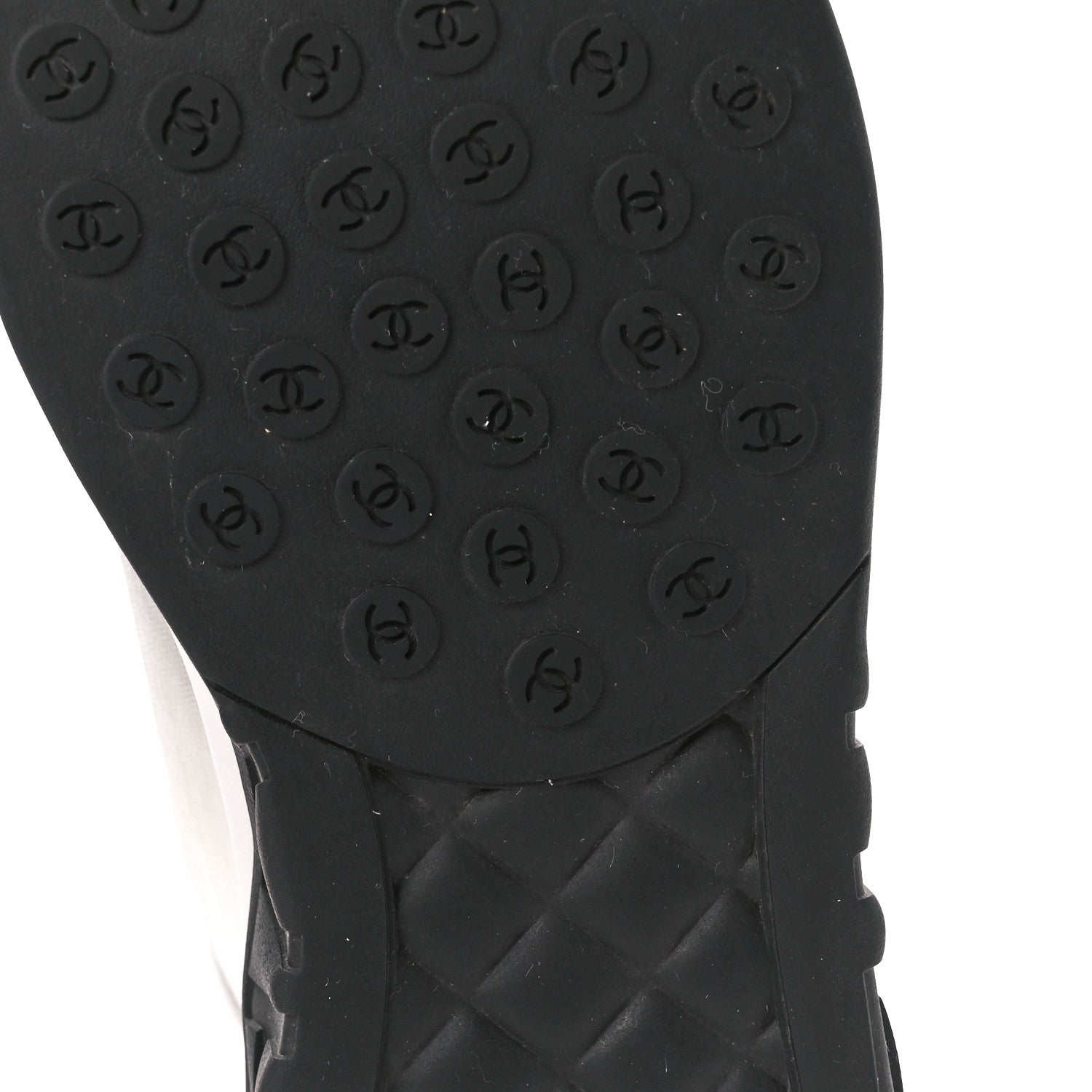 Chanel Calfskin Mesh Lycra Womens Logo Sneakers 38.5 White Grey 6 of 9