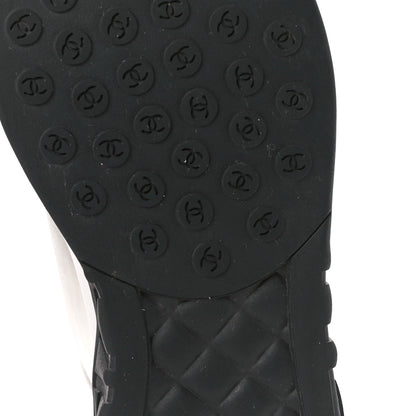 Chanel Calfskin Mesh Lycra Womens Logo Sneakers 38.5 White Grey 6 of 9