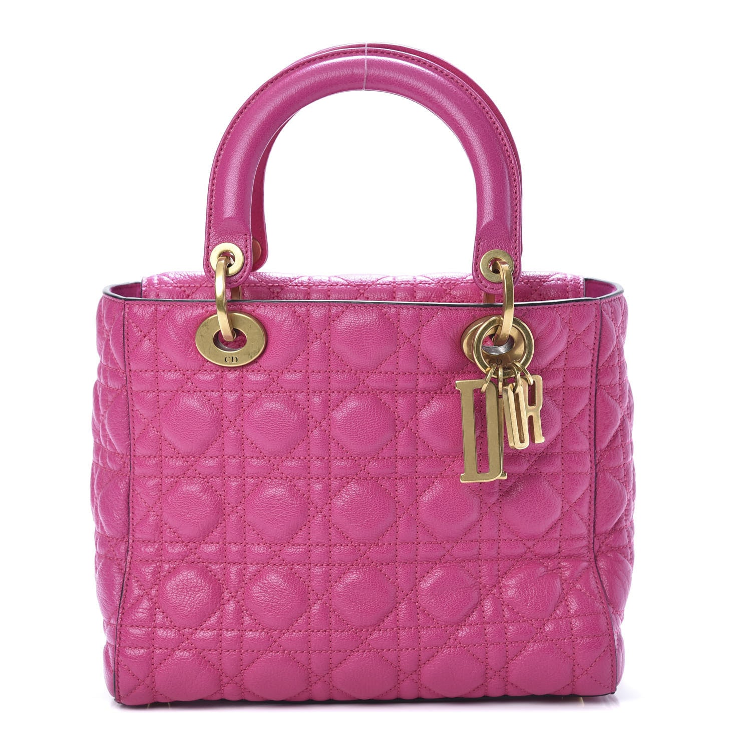 Christian Dior Goatskin Cannage Medium Lady Dior Fuchsia 1 of 9