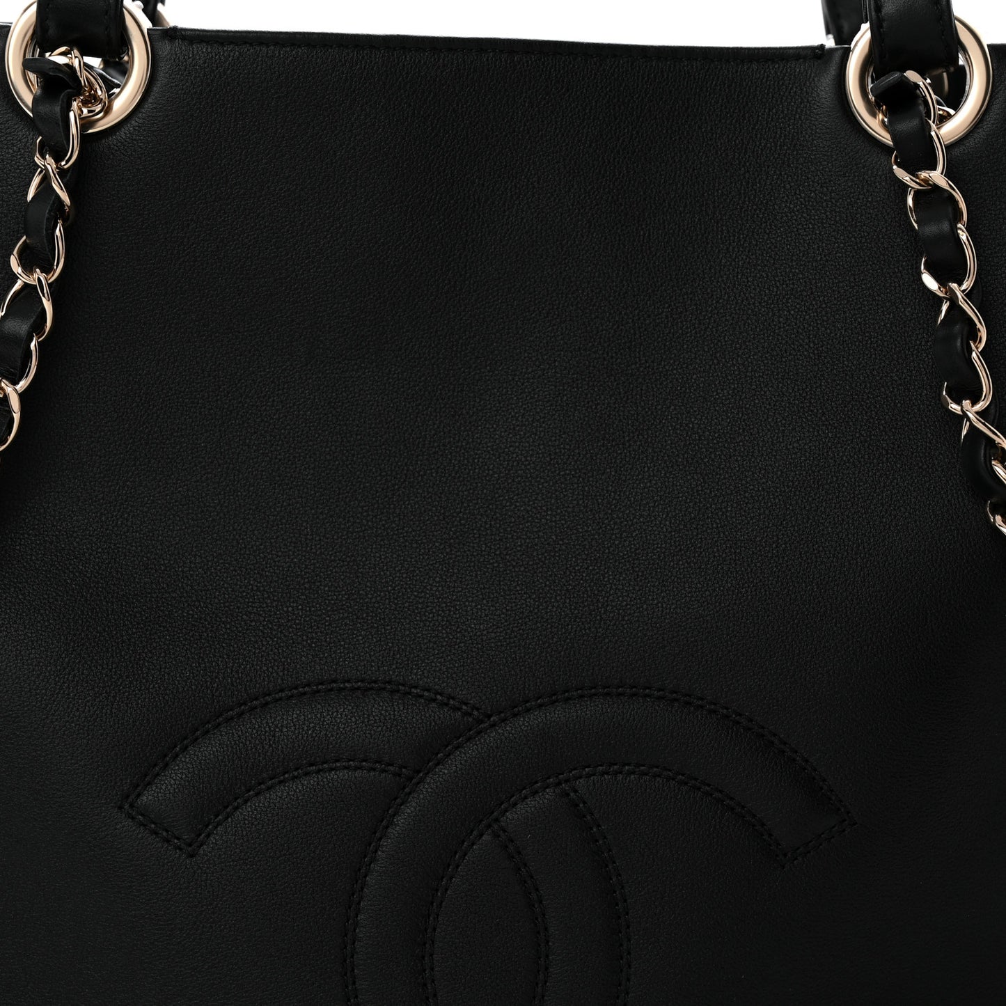 Calfskin CC Zipped Shopping Tote Black
