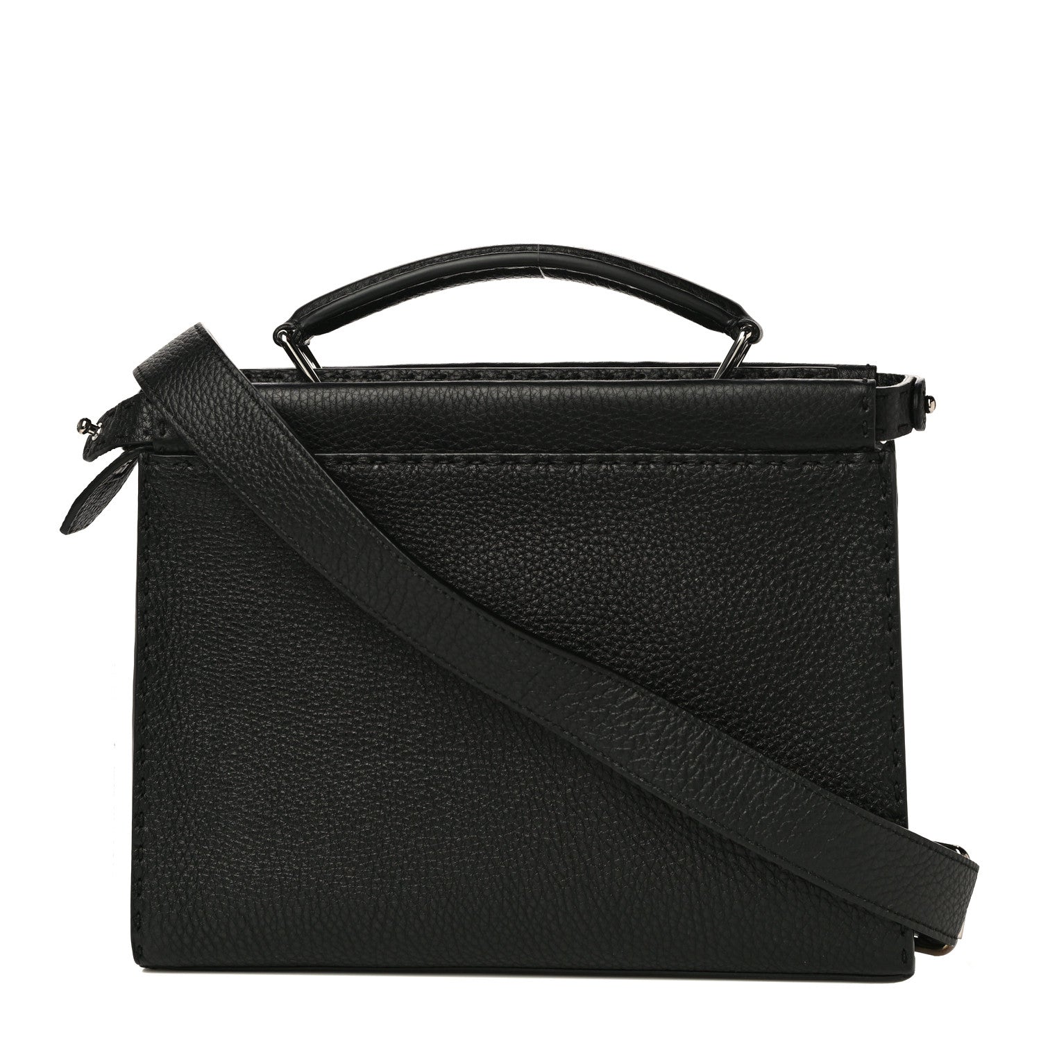 Fendi Cuoio Romano Selleria Monster Eyes Mini Peekaboo Iconic Fit Satchel Black 1 of 10