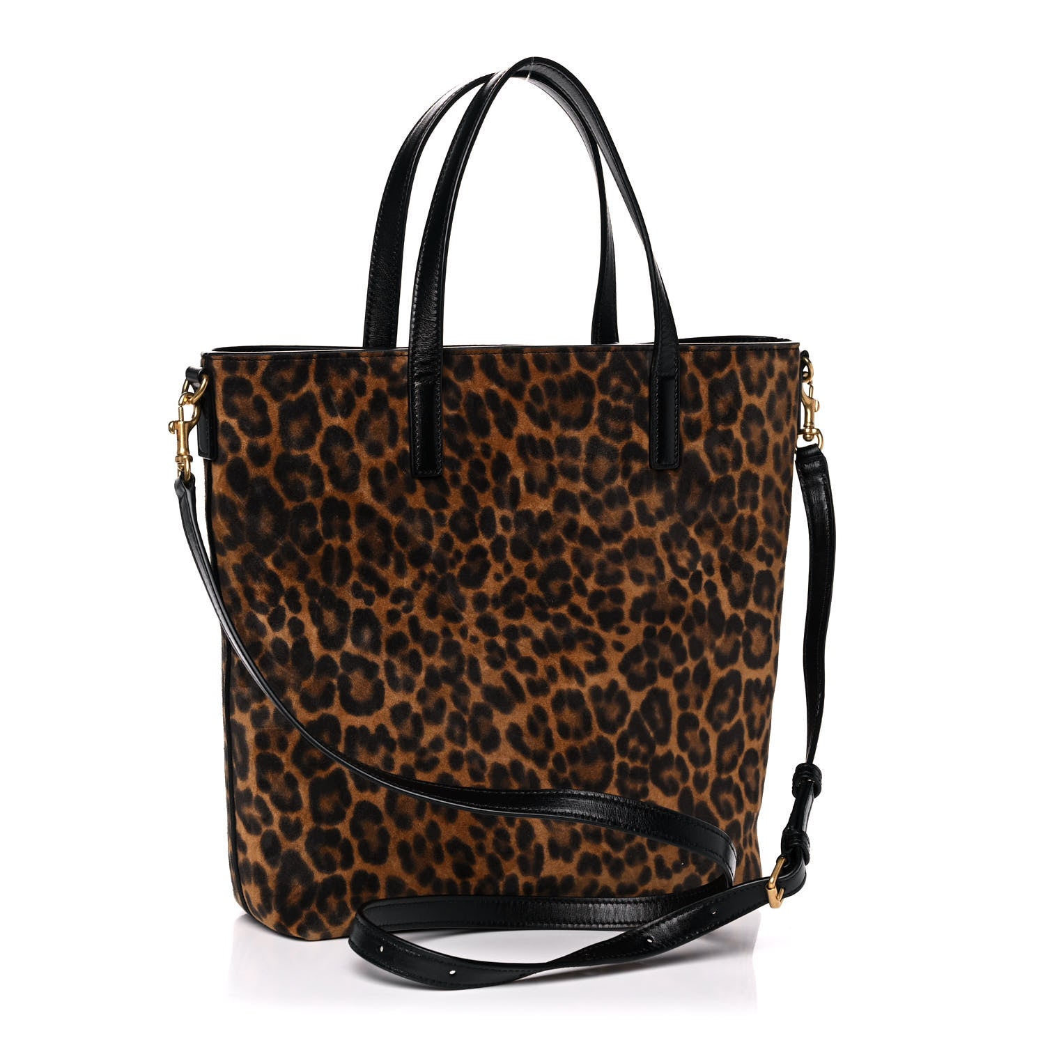 Saint Laurent Suede Leopard Print Toy Shopping Tote Naturale 3 of 12