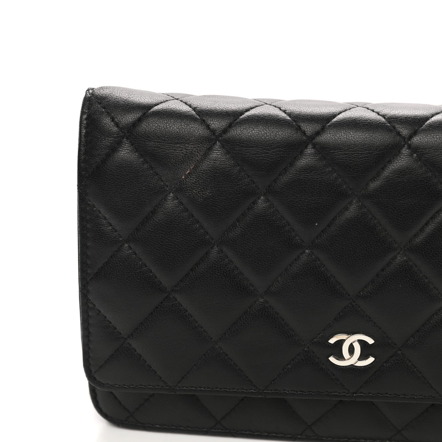 Chanel Lambskin Quilted Wallet On Chain WOC Black 12 of 14