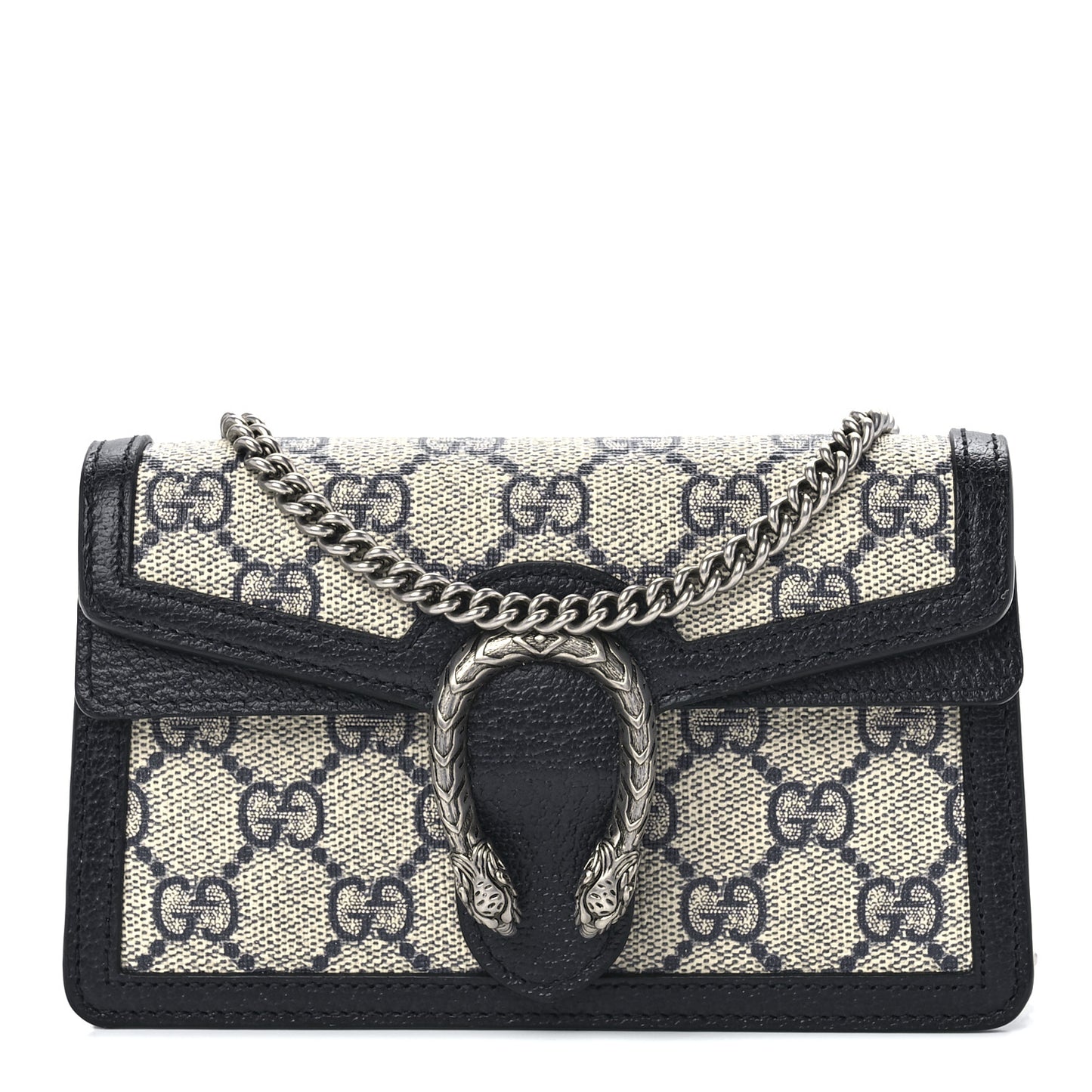 GG Supreme Monogram Textured Dollar Calfskin Super Mini Dionysus Shoulder Bag Beige Blue