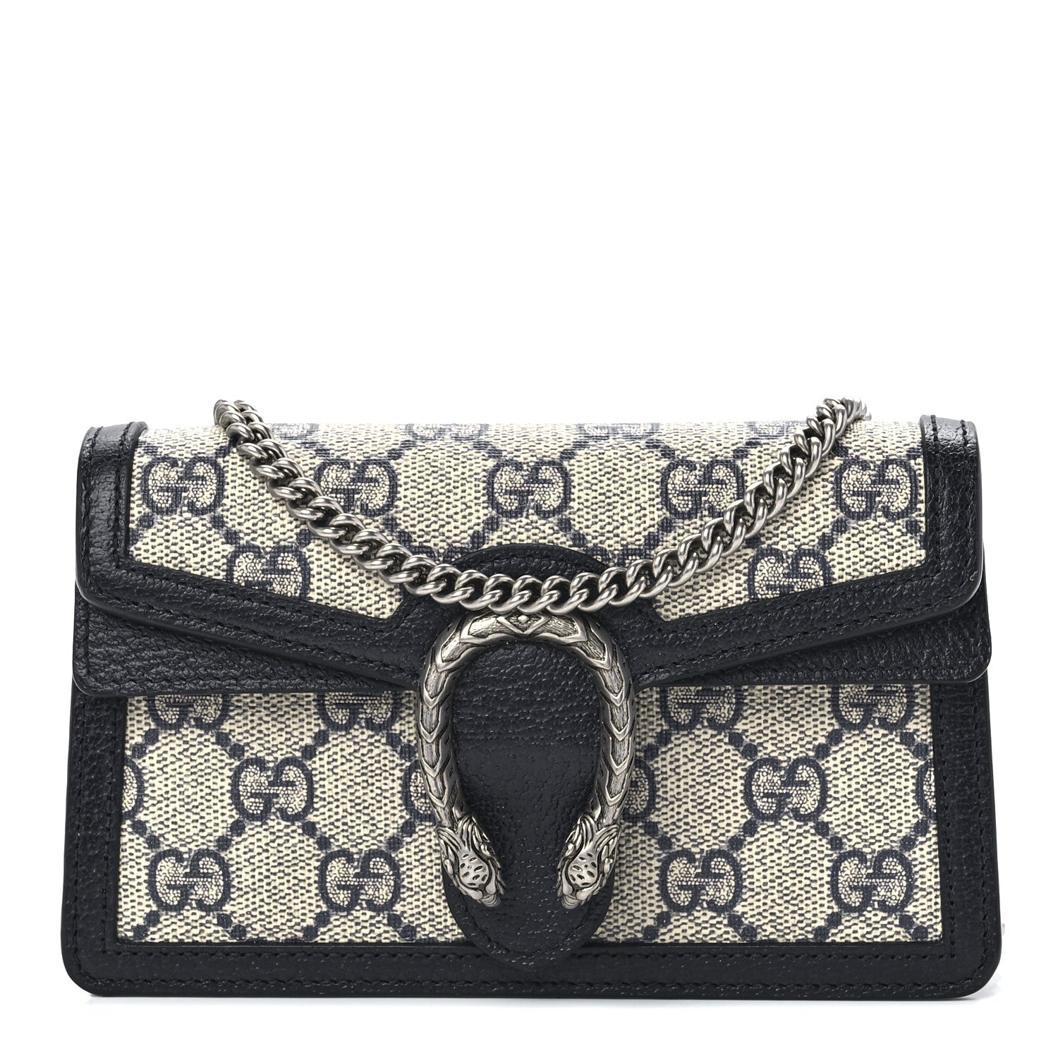 Gucci GG Supreme Monogram Textured Dollar Calfskin Super Mini Dionysus Shoulder Bag Beige Blue 1 of 11