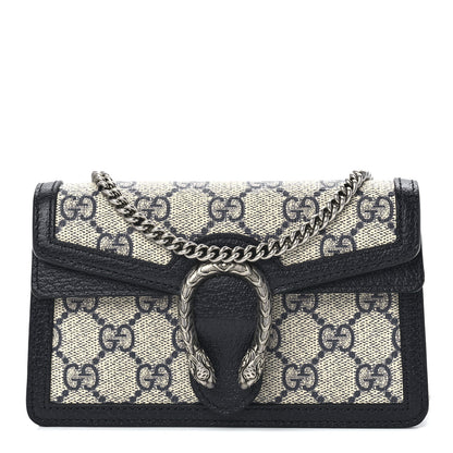 Gucci GG Supreme Monogram Textured Dollar Calfskin Super Mini Dionysus Shoulder Bag Beige Blue 1 of 11