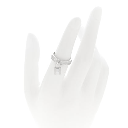 Hermes 18K White Gold Diamond MM Kelly Clochette Ring 51 5.75 2 of 5