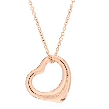 Tiffany 18K Rose Gold 16mm Elsa Peretti Open Heart Pendant Necklace 3 of 4