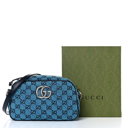Gucci Monogram Multicolor Matelasse Diagonal Small GG Marmont Chain Shoulder Bag Light Blue 10 of 13