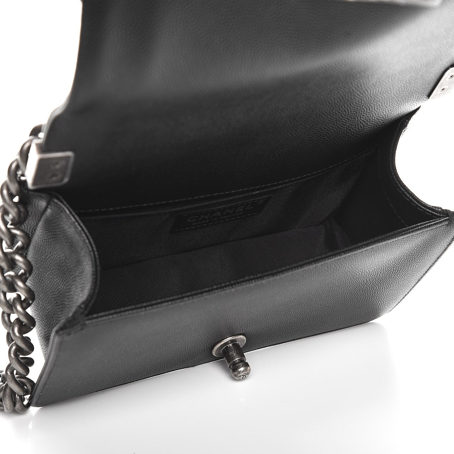 Caviar Quilted Small Boy Flap Black