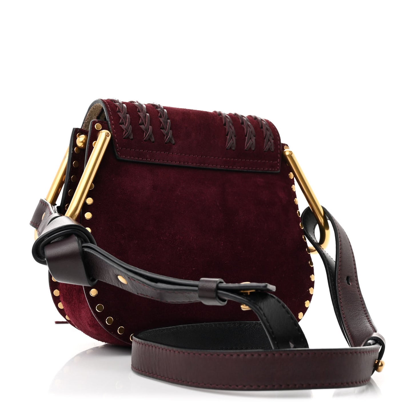 Suede Calfskin Braided Mini Hudson Shoulder Bag Sienna Red