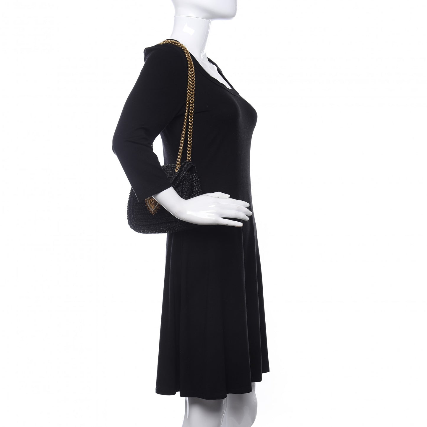Raffia Woven Devotion Envelope Shoulder Bag Black