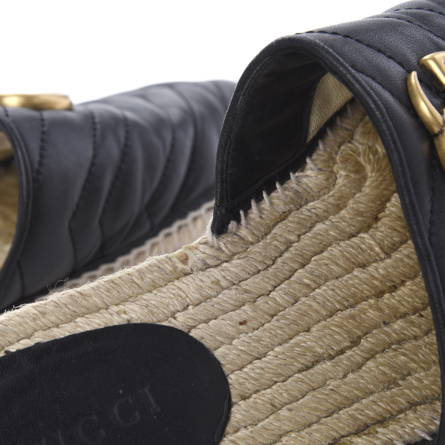 Gucci Nappa Matelasse GG Marmont Espadrille Slippers 37 Black 10 of 10