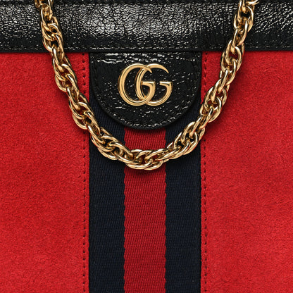 Gucci Suede Patent Web Small Ophidia Chain Shoulder Bag Hibiscus Red Black 9 of 11