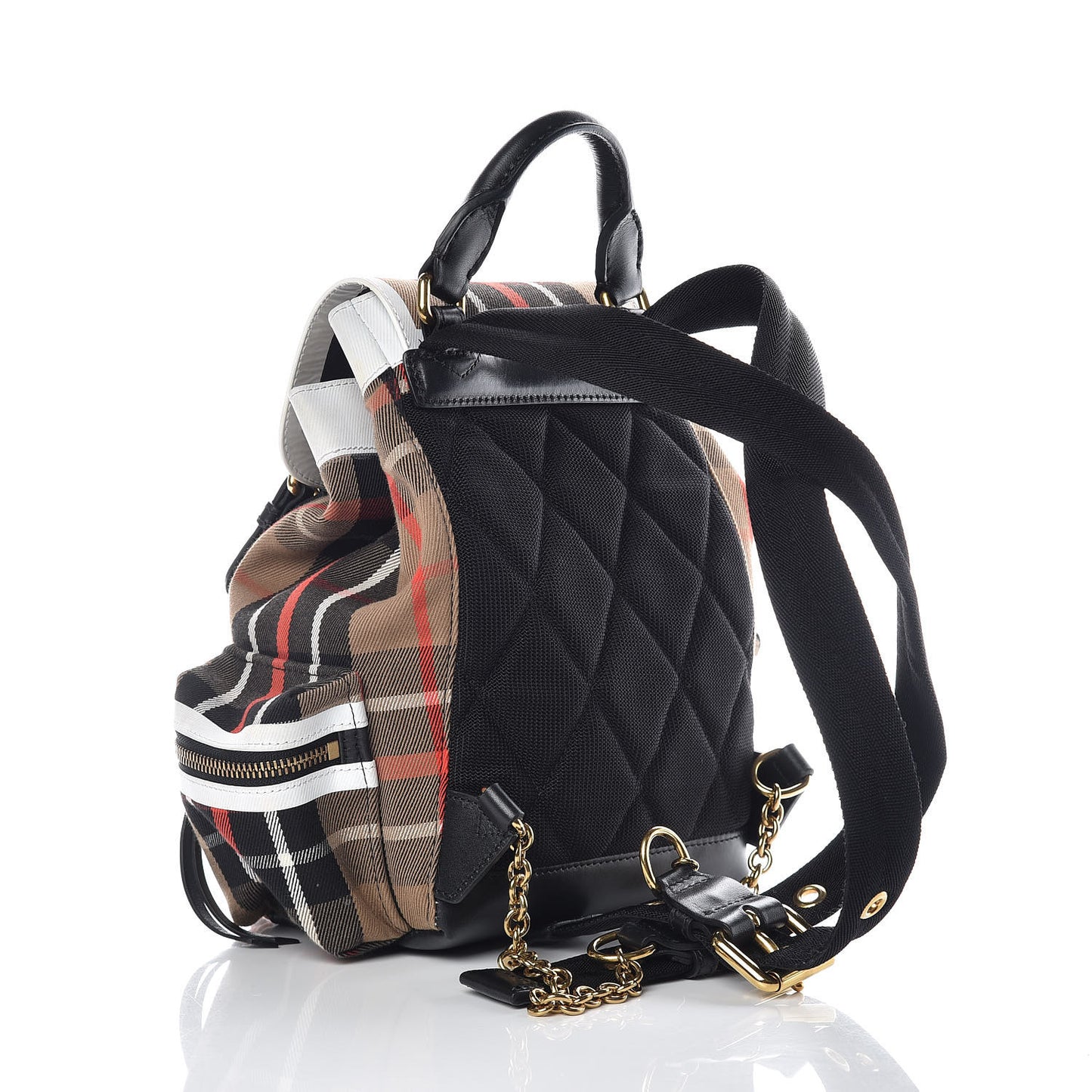Cotton Check Small Rucksack Backpack Caramel