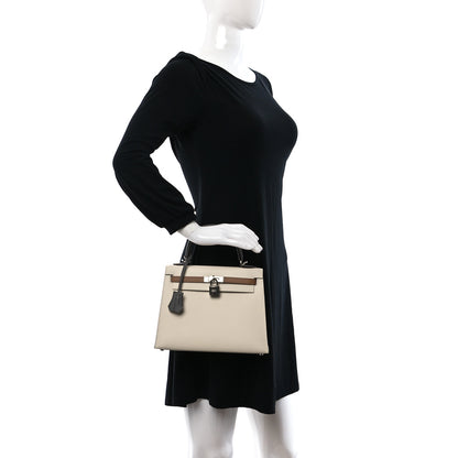 Hermes Epsom Tri-Color Kelly Sellier 25 Nata Chai Gris Meyer 2 of 9
