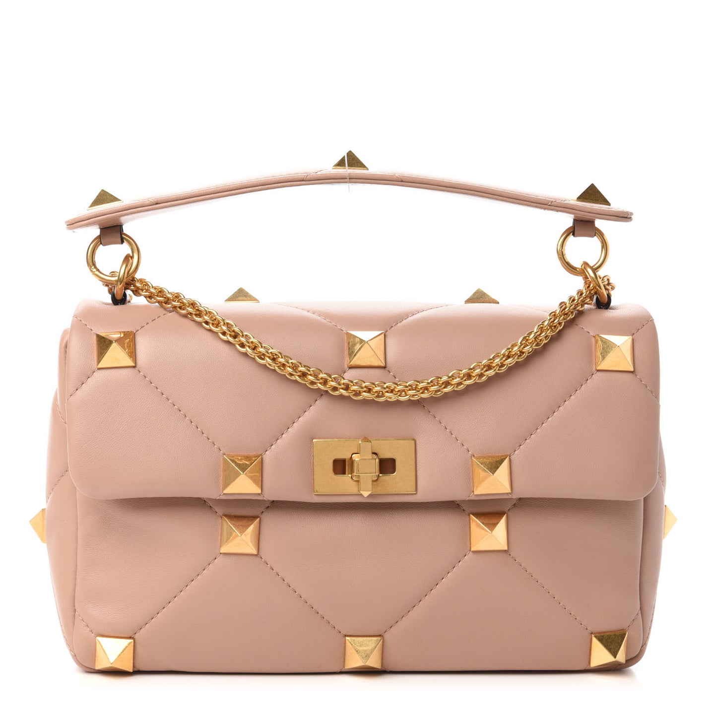 Nappa Large Roman Stud Shoulder Bag Rose Cannelle