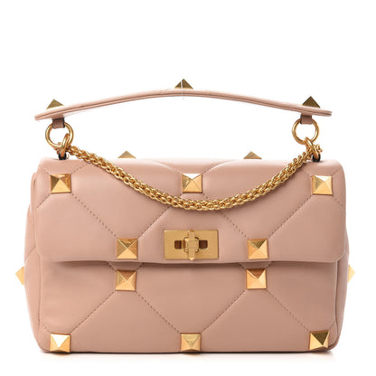 Valentino Garavani Nappa Large Roman Stud Shoulder Bag Rose Cannelle 1 of 9