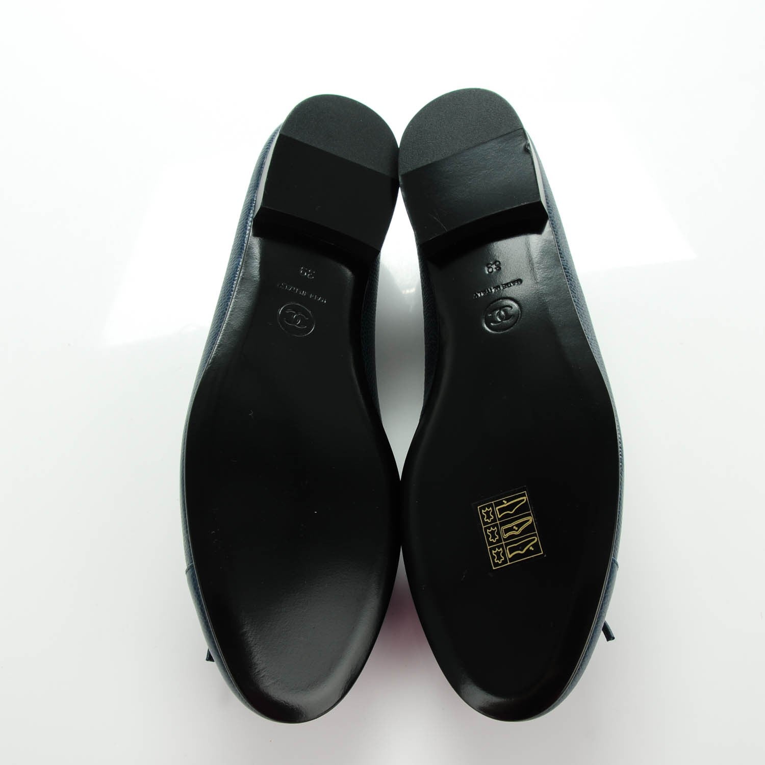 Chanel Caviar CC Cap Toe Ballerina Flats 39 Navy 5 of 8