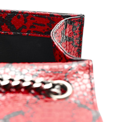 Saint Laurent Calfskin Snakeskin Embossed Small Classic Monogram Kate Tassel Satchel Red Black 10 of 11